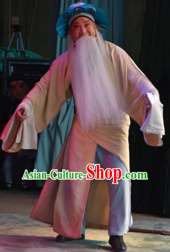Han Yang Court Chinese Shanxi Opera Laosheng Apparels Costumes and Headpieces Traditional Jin Opera Elderly Male Garment Fisher Clothing