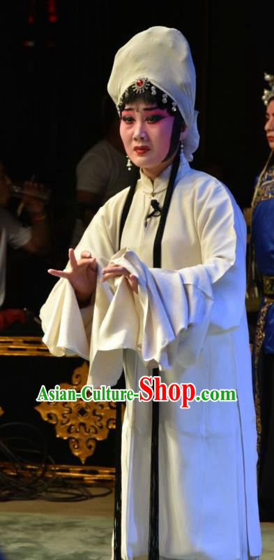 Chinese Jin Opera Fisher Girl Garment Costumes and Headdress Han Yang Court Traditional Shanxi Opera Young Beauty Dress Distress Maiden Apparels