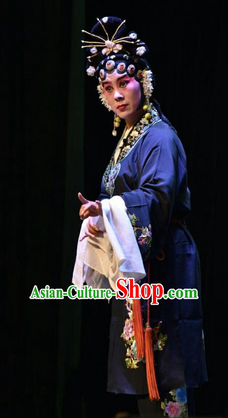 Chinese Jin Opera Martial Woman Garment Costumes and Headdress Traditional Shanxi Opera Female Swordsman Dress Wudan Apparels