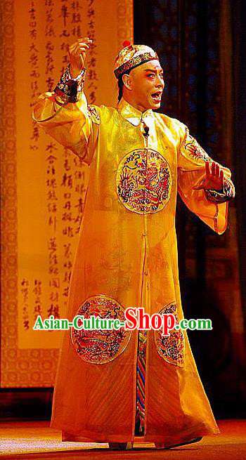 Fu Shan Jin Jing Chinese Shanxi Opera Monarch Apparels Costumes and Headpieces Traditional Jin Opera Emperor Kangxi Informal Garment Qing Dynasty Lord Clothing