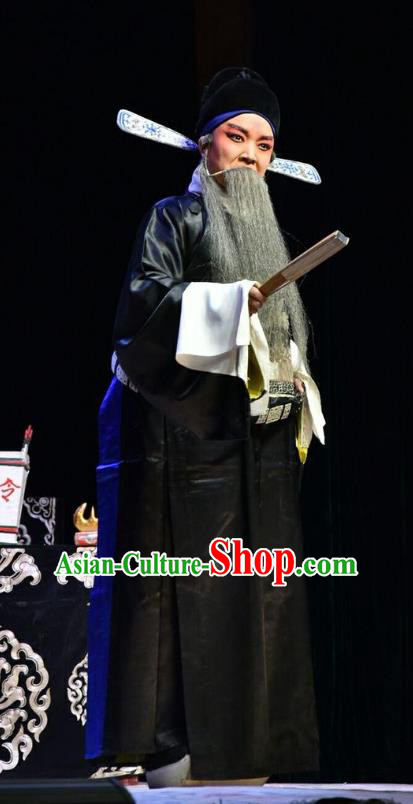 Fifteen Strings of Cash Chinese Shanxi Opera Prefect Suzhou Kuang Zhong Apparels Costumes and Headpieces Traditional Jin Opera Laosheng Garment Elderly Male Clothing