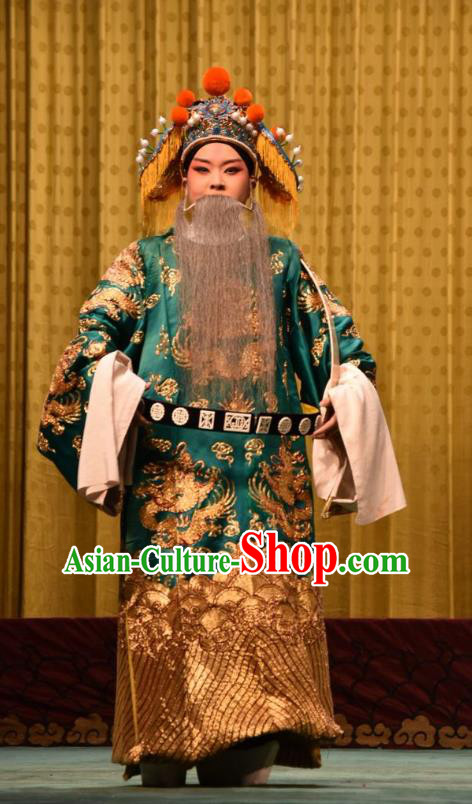 Jin Sha Tan Chinese Shanxi Opera Elderly Male Apparels Costumes and Headpieces Traditional Jin Opera Laosheng Garment Official Clothing