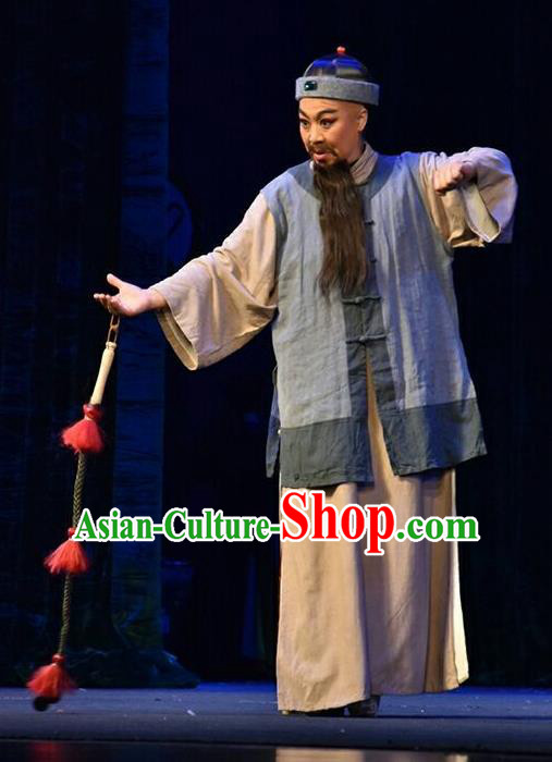 Da Qing Yu Shi Chinese Shanxi Opera Civilian Apparels Costumes and Headpieces Traditional Jin Opera Garment Qing Dynasty Elderly Male Clothing