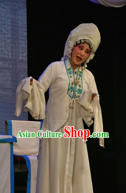 Chinese Jin Opera Distress Maiden Garment Costumes and Headdress Double Butterfly Traditional Shanxi Opera Young Female Dress Actress Zhu Yingtai Apparels