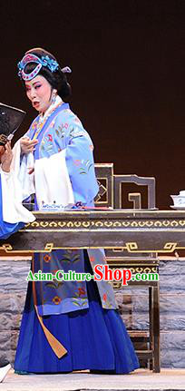 Chinese Jin Opera Mistress Garment Costumes and Headdress Ba Ersi Yu Shi Traditional Shanxi Opera Dame Dress Apparels