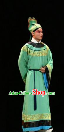 Fan Jin Zhong Ju Chinese Shanxi Opera Scholar Apparels Costumes and Headpieces Traditional Jin Opera Xiaosheng Garment Young Male Clothing