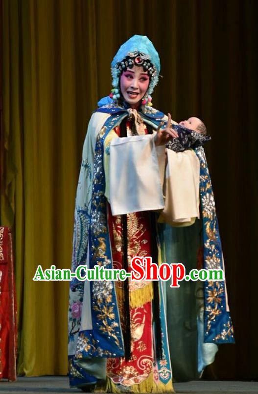 Chinese Jin Opera Princess Zhuangji Garment Costumes and Headdress Sacrifice Traditional Shanxi Opera Hua Tan Apparels Distress Maiden Dress