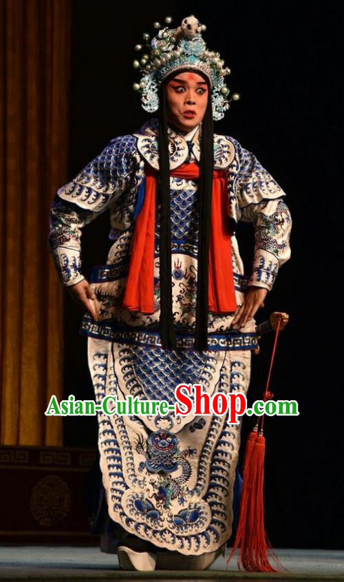 Sacrifice Chinese Shanxi Opera Martial Male Apparels Costumes and Headpieces Traditional Jin Opera General Garment Han Jue Armor Clothing