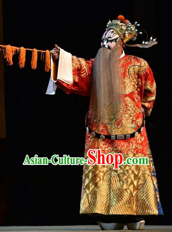 Sacrifice Chinese Shanxi Opera Prime Minister Tu Angu Apparels Costumes and Headpieces Traditional Jin Opera Jing Role Garment General Clothing