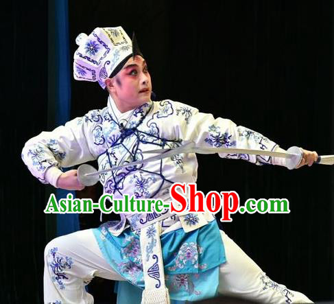 Hu Sanniang Chinese Shanxi Opera Wusheng Apparels Costumes and Headpieces Traditional Jin Opera Martial Male Garment Takefu Clothing