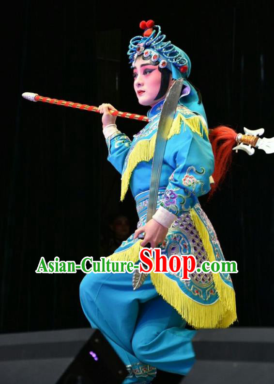 Chinese Jin Opera Wudan Garment Costumes and Headdress Hu Sanniang Traditional Shanxi Opera Martial Woman Dress Female Swordsman Apparels