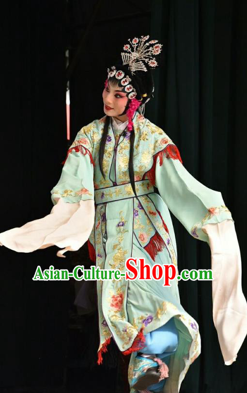 Chinese Jin Opera Young Beauty Garment Costumes and Headdress Traditional Shanxi Opera Hua Tan Apparels Princess Xia Yanchun Dress