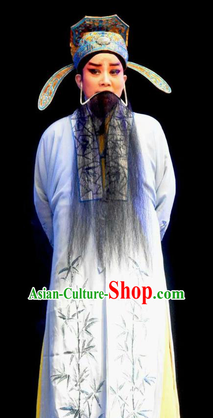 Chinese Shanxi Opera King of Qi Apparels Costumes and Headpieces Traditional Jin Opera Laosheng Garment Elderly Male Clothing