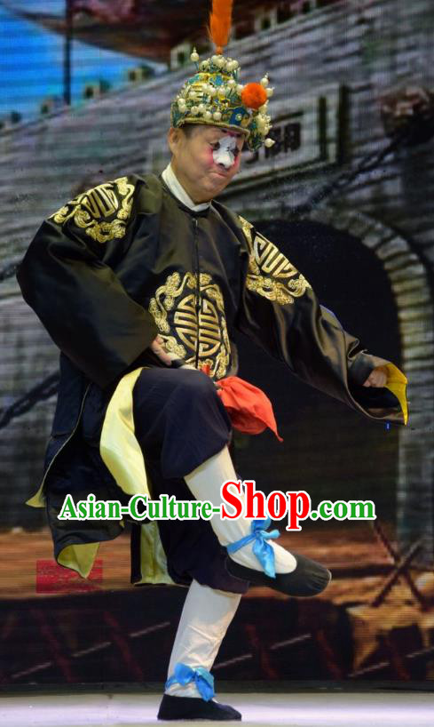 San Guan Dian Shuai Chinese Shanxi Opera Figurant Apparels Costumes and Headpieces Traditional Jin Opera Soldier Garment Warrior Clothing