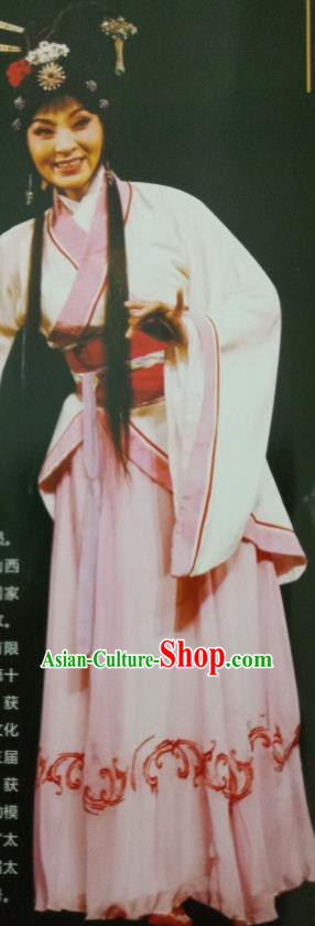 Chinese Jin Opera Young Beauty Garment Costumes and Headdress Zhen Luo Nv Traditional Shanxi Opera Hua Tan Pink Dress Diva Zhen Luo Apparels