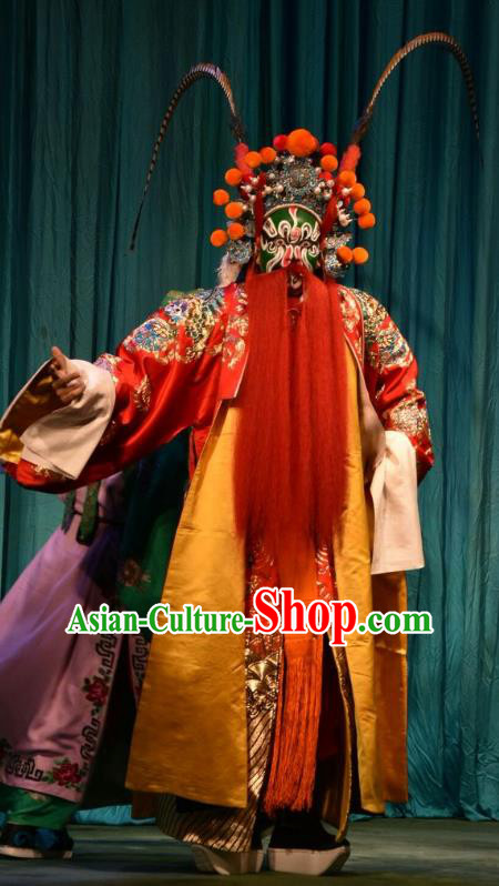 Fu Gui Tu Chinese Shanxi Opera Hero Yuan Long Apparels Costumes and Headpieces Traditional Jin Opera Swordsman Garment Martial Male Clothing