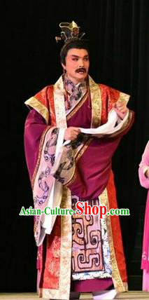 Zhen Luo Nv Chinese Shanxi Opera King Cao Pi Apparels Costumes and Headpieces Traditional Jin Opera Monarch Garment Lord Clothing