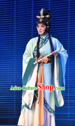 Chinese Jin Opera Diva Zhen Luo Garment Costumes and Headdress Zhen Luo Nv Traditional Shanxi Opera Hua Tan Apparels Young Female Dress