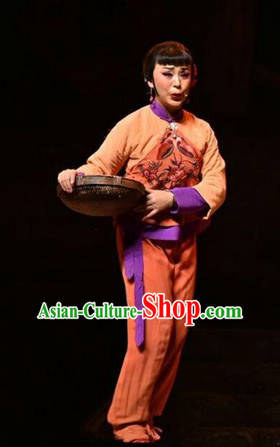 Chinese Jin Opera Young Female Garment Costumes and Headdress The Red Sorghum Traditional Shanxi Opera Country Woman Apparels Diva Jiu Er Dress