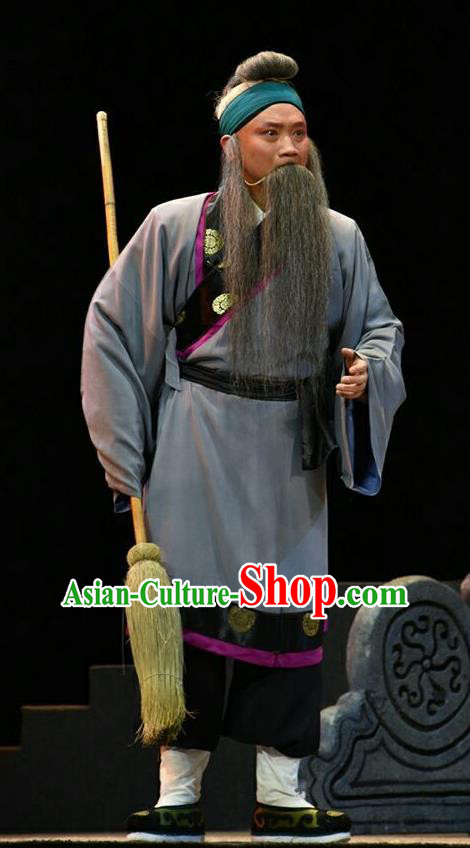Fan Jin Zhong Ju Chinese Shanxi Opera Elderly Man Apparels Costumes and Headpieces Traditional Jin Opera Old Man Garment Laosheng Clothing
