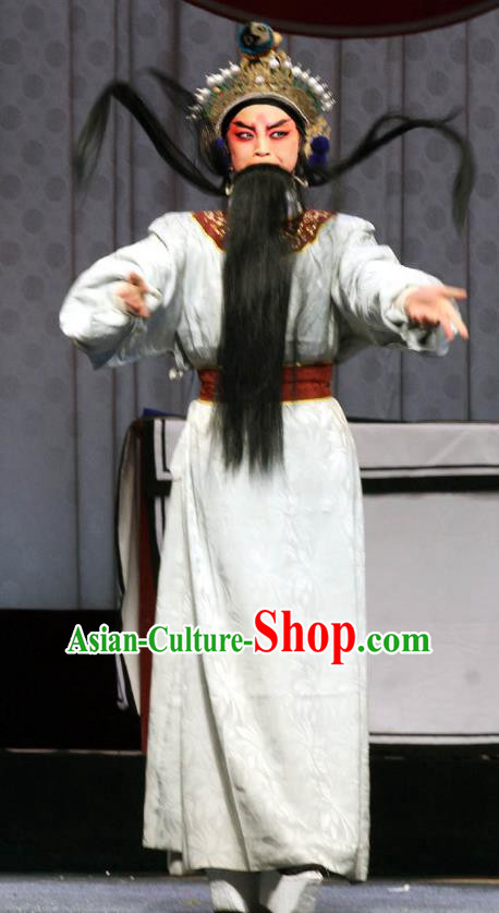 Shen Gong Qing Hun Chinese Shanxi Opera Elderly Male Apparels Costumes and Headpieces Traditional Jin Opera Taoist Priest Garment Laosheng Clothing