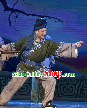 Qing Ming Chinese Shanxi Opera Farmer Apparels Costumes and Headpieces Traditional Jin Opera Country Male Garment Civilian Clothing