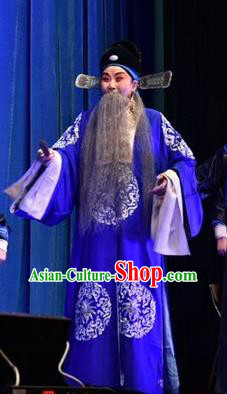 Cha Ping Ji Chinese Shanxi Opera Elderly Male Apparels Costumes and Headpieces Traditional Jin Opera Milord Garment Official Gong Xiao Clothing
