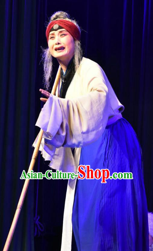 Chinese Jin Opera Elderly Woman Garment Costumes and Headdress Zhao Jintang Traditional Shanxi Opera Dame Apparels Laodan Dress