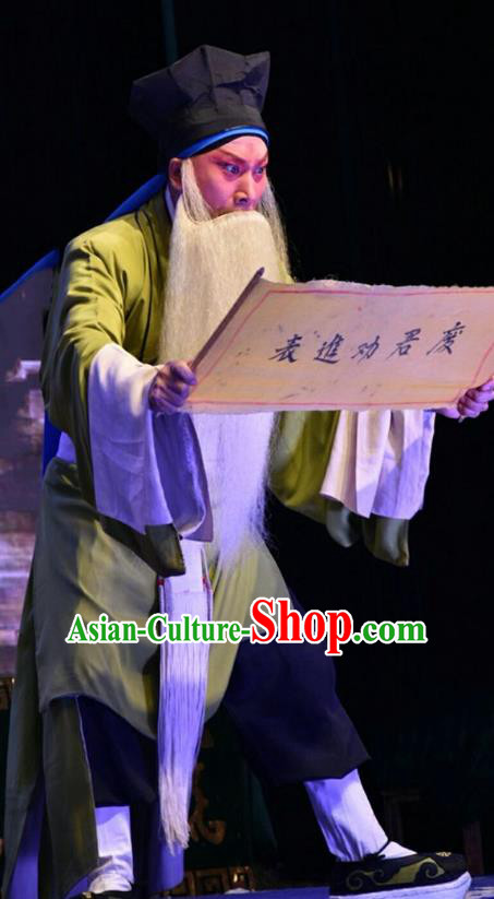 Yi Pu Zhong Hun Chinese Shanxi Opera Laosheng Apparels Costumes and Headpieces Traditional Jin Opera Elderly Male Garment Old Servant Cao Fu Clothing