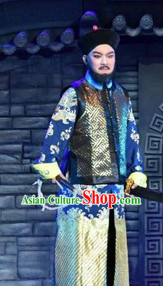 Lian Li Yu Chenglong Chinese Shanxi Opera Commander Apparels Costumes and Headpieces Traditional Jin Opera Martial Male Garment Imperial Bodyguard Clothing