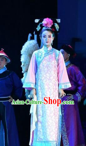 Chinese Jin Opera Court Maid Garment Costumes and Headdress Lian Li Yu Chenglong Traditional Shanxi Opera Palace Lady Apparels Figurant Dress