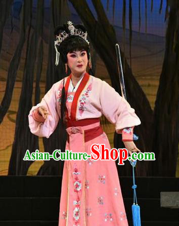 Chinese Jin Opera Actress Hua Mulan Garment Costumes and Headdress Mulan Joins the Army Traditional Shanxi Opera Female Swordsman Apparels Hua Tan Dress