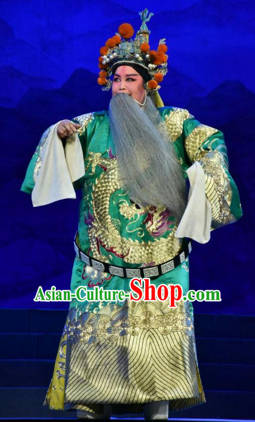 Mulan Joins the Army Chinese Shanxi Opera Military Officer Apparels Costumes and Headpieces Traditional Jin Opera Elderly Male Garment Marshal He Clothing