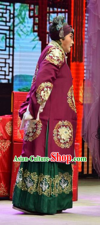 Chinese Jin Opera Rich Dame Garment Costumes and Headdress Xi Rong Gui Traditional Shanxi Opera Elderly Female Apparels Pantaloon Dress