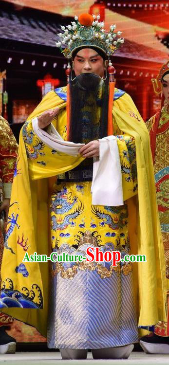 Big Feet Empress Chinese Shanxi Opera Emperor Apparels Costumes and Headpieces Traditional Jin Opera Elderly Male Garment Monarch Zhu Yuanzhang Clothing