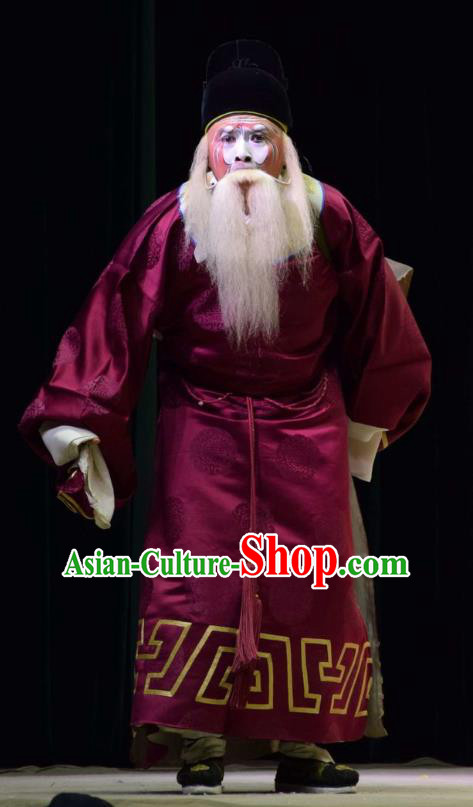 Big Feet Empress Chinese Shanxi Opera Old Official Apparels Costumes and Headpieces Traditional Jin Opera Elderly Male Garment Minister Clothing