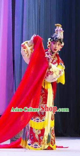 Chinese Jin Opera Actress Garment Costumes and Headdress The Lotus Lantern Traditional Shanxi Opera Hua Tan Apparels Goddess Dress