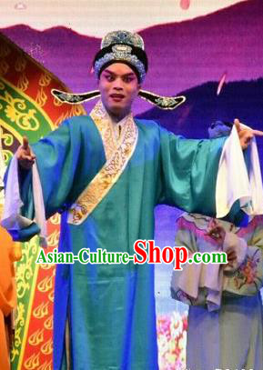 The Lotus Lantern Chinese Shanxi Opera Scholar Liu Yanchang Apparels Costumes and Headpieces Traditional Jin Opera Young Male Garment Xiaosheng Clothing