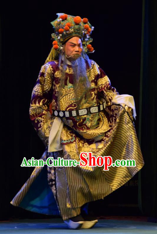 Shou Jiang Wei Chinese Shanxi Opera Prefecture Ma Zun Apparels Costumes and Headpieces Traditional Jin Opera Elderly Male Garment Official Clothing