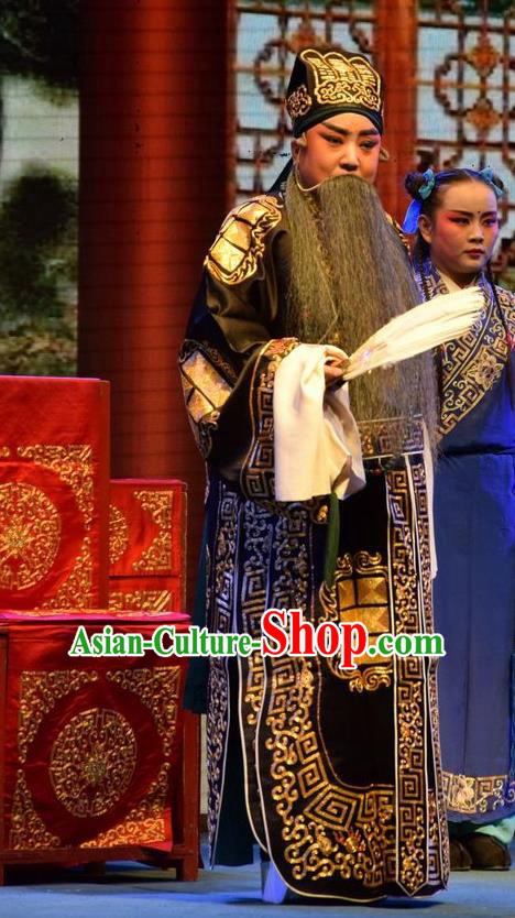 Shou Jiang Wei Chinese Shanxi Opera Laosheng Zhuge Liang Apparels Costumes and Headpieces Traditional Jin Opera Elderly Male Garment Strategist Clothing