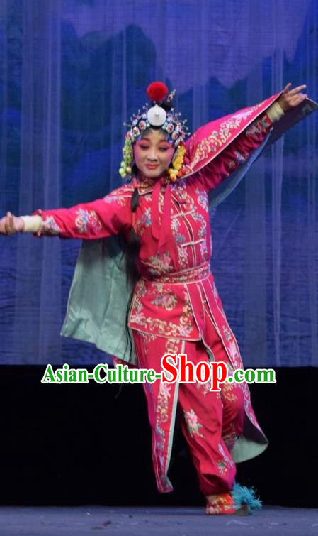 Chinese Jin Opera Martial Lady Garment Costumes and Headdress Mu Guiying Command Traditional Shanxi Opera Actress Apparels Swordswoman Yang Jinhua Dress