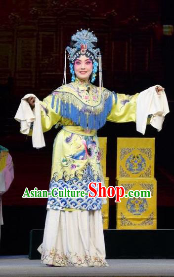 Chinese Jin Opera Queen Garment Costumes and Headdress Big Feet Empress Traditional Shanxi Opera Hua Tan Apparels Actress Ma Xiuying Dress
