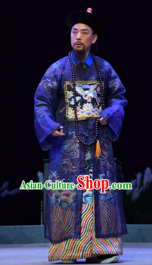 The Legend of Jin E Chinese Shanxi Opera Magistrate Cao Jintang Apparels Costumes and Headpieces Traditional Jin Opera Garment Qing Dynasty Official Clothing