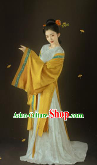 Chinese Ancient Young Female Dress Traditional Hanfu Apparels Song Dynasty Historical Drama Noble Mistress Replica Costumes and Headpieces for Women