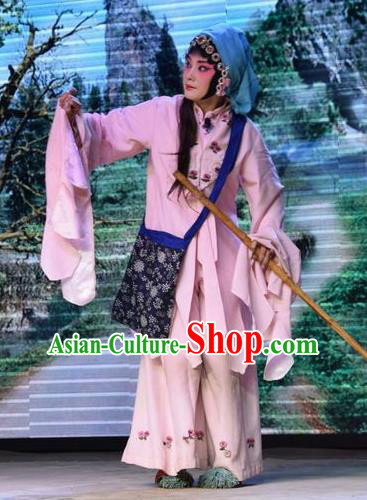 Chinese Jin Opera Village Woman Garment Costumes and Headdress Legend of Leper Traditional Shanxi Opera Young Female Apparels Diva Qiu Liyu Dress