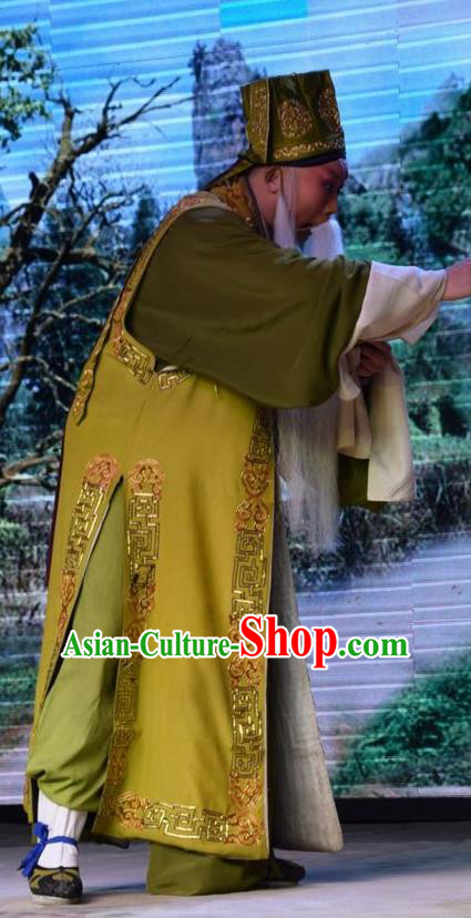Legend of Leper Chinese Shanxi Opera Laosheng Apparels Costumes and Headpieces Traditional Jin Opera Elderly Male Garment Landlord Qiu Clothing