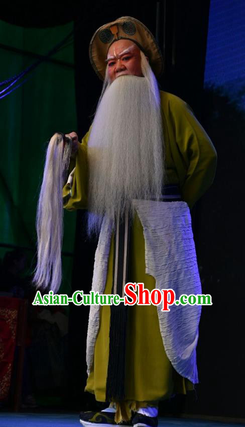 Wei Shui River Chinese Shanxi Opera Elderly Male Apparels Costumes and Headpieces Traditional Jin Opera Laosheng Garment Fisher Jiang Shang Clothing