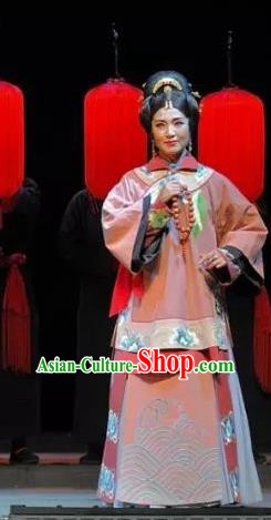 Chinese Jin Opera Young Mistress Garment Costumes and Headdress Red Lantern Traditional Shanxi Opera Actress Apparels Rich Woman Dress