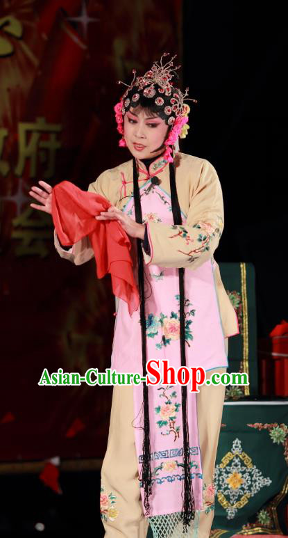 Chinese Shandong Opera Young Beauty Garment Costumes and Headdress Zi Mei Yi Jia Traditional Lu Opera Actress Apparels Diva Zhang Sumei Dress