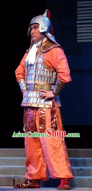 Hua Long Dian Jing Chinese Lu Opera Soldier Apparels Costumes and Headpieces Traditional Shandong Opera Wusheng Garment Warrior Clothing